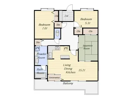 ライオンズマンション茅ヶ崎グランコースト(3LDK/2階)の間取り写真