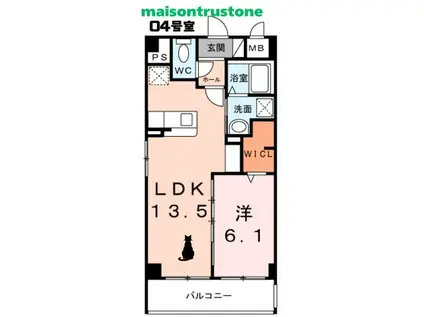 MAISONTRUSTONE(1LDK/2階)の間取り写真