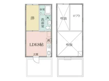 YUI-TERRACE A棟(1SLDK/2階)の間取り写真