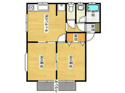 リリーハイツ(2DK/1階)の間取り写真