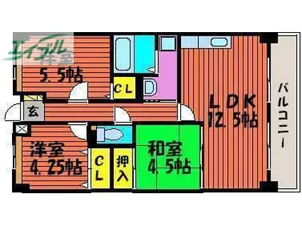 グランメゾン福成(3LDK/7階)の間取り写真