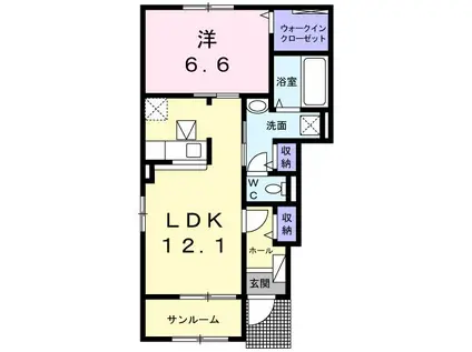 アザレア・M II(1LDK/1階)の間取り写真