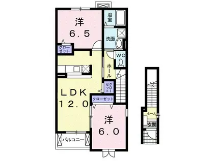 サンフラワーA(2LDK/2階)の間取り写真