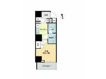 VIOR文京関口(1K/2階)の間取り写真