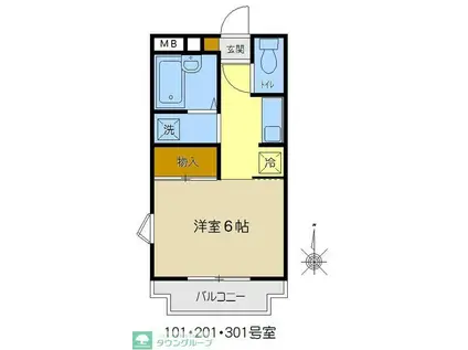 サンモール松崎(1K/2階)の間取り写真