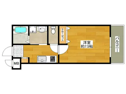 プルメリア関大前(1K/2階)の間取り写真