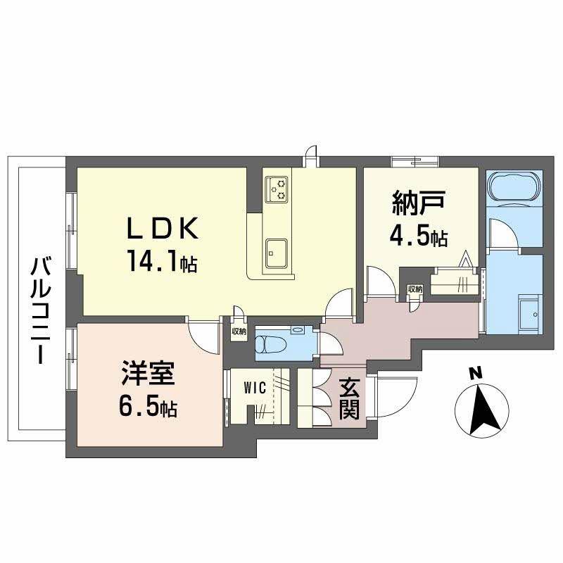 スカイ ウィング(1SLDK/2階)の間取り写真