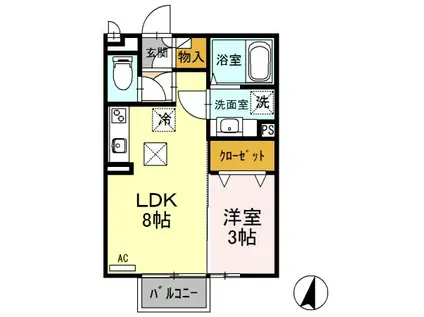 ローレル敷島(1LDK/1階)の間取り写真