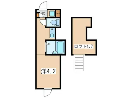 プライムテラス生田(ワンルーム/2階)の間取り写真
