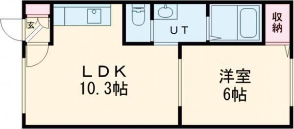ユニBOX2(1LDK/5階)の間取り写真