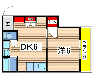 グランディール(1DK/3階)の間取り写真