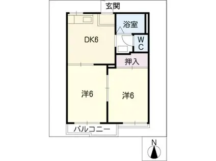 タウニー日比野(2DK/2階)の間取り写真