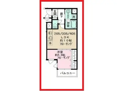 グーテヴォーヌング北千住(1LDK/4階)の間取り写真