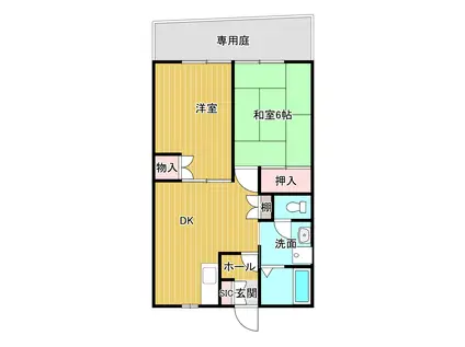 ハイツ ミルキーウェイ(2DK/1階)の間取り写真