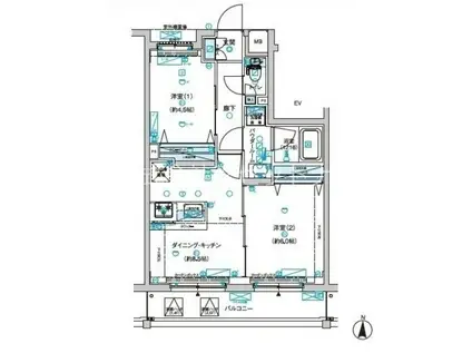 メインステージ大森町II(2DK/1階)の間取り写真