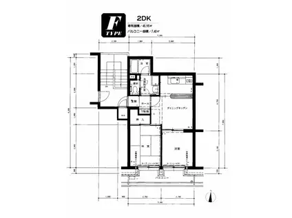 ホーユウパレス根岸(2DK/4階)の間取り写真