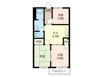 サンモールハイツ(3DK/2階)の間取り写真