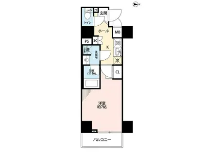 プレール・ドゥーク住吉IV(1K/11階)の間取り写真