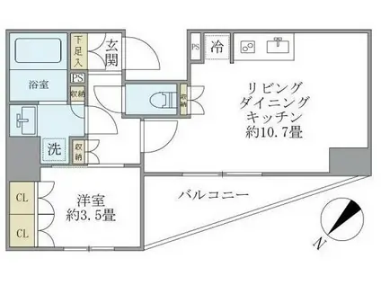 ジオエント駒込(1LDK/3階)の間取り写真