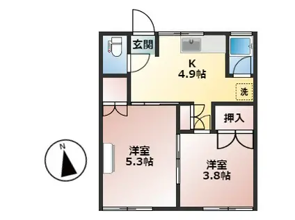 グリーンヒル金指B(2K/2階)の間取り写真