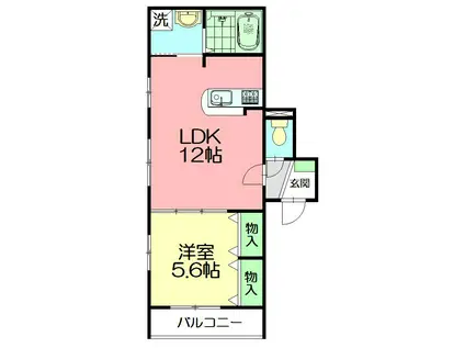 ルミエール湘南(1LDK/2階)の間取り写真