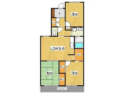グリーンヒルズ(3SLDK/2階)の間取り写真