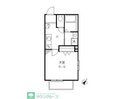 シャトルK(1K/2階)の間取り写真