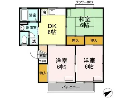 セジュール梨花(3DK/1階)の間取り写真