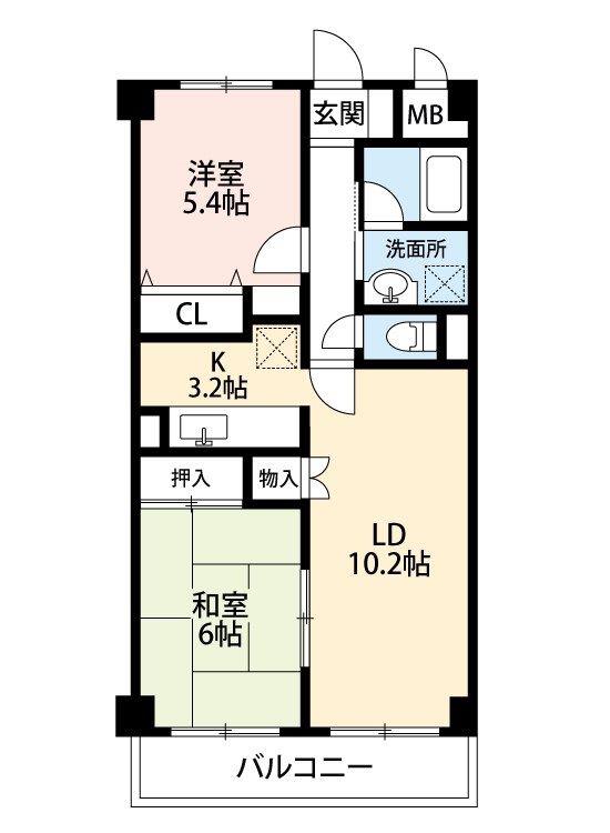 タカーラハーヴェスト弐番館(2LDK/1階)の間取り写真