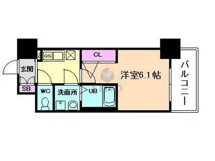 エスリード江坂アルテリア(1K/4階)の間取り写真