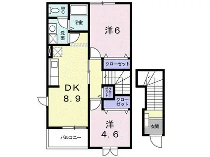 リヴィエールB(2DK/2階)の間取り写真