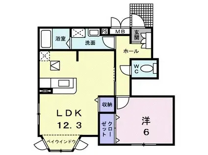 アルカンシエル(1LDK/1階)の間取り写真