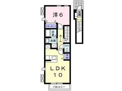 ルナピ-ノ(1LDK/2階)の間取り写真