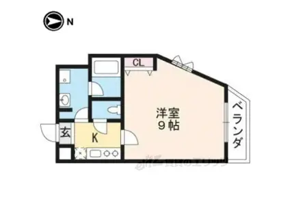 ペラパラス3(1K/4階)の間取り写真