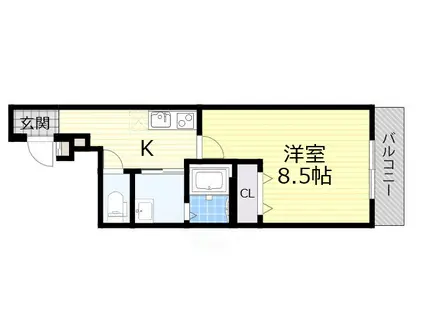 フジパレス我孫子前Ⅱ番館(1K/1階)の間取り写真