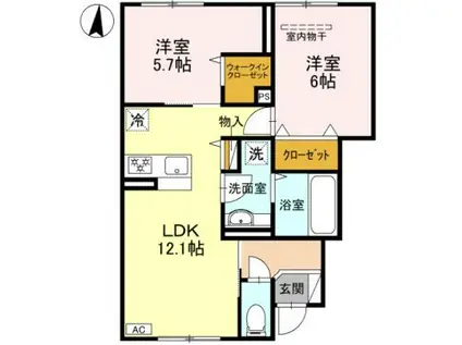 プティ・パレ(2LDK/1階)の間取り写真