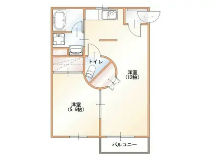 ラ・カンパーニャII(1LDK/2階)の間取り写真