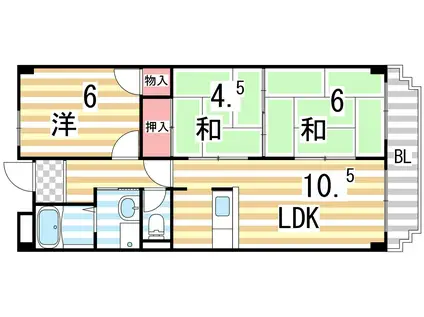 コーポ小林(3LDK/7階)の間取り写真
