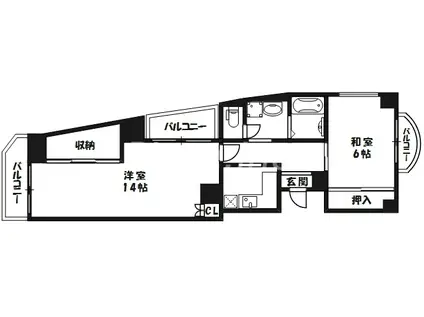 コープ野村梅田B棟(1LDK/8階)の間取り写真
