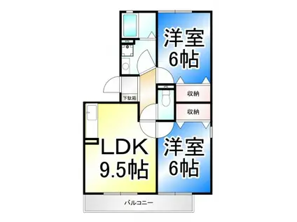 ウインドコート(2DK/1階)の間取り写真