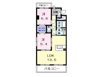 アンジューV(2LDK/5階)の間取り写真