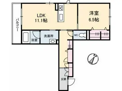 シャイン福泊(1LDK/2階)の間取り写真