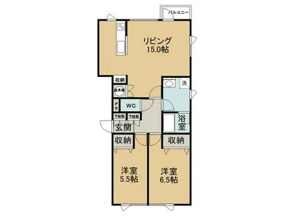 アーバンヒルズ(2LDK/1階)の間取り写真