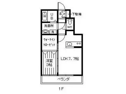 ウィンヒルズトミタB棟(1LDK/1階)の間取り写真
