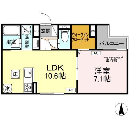 セレスティア大谷田III(1LDK/1階)の間取り写真