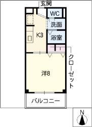 ESPOIR IWASE(1K/2階)の間取り写真