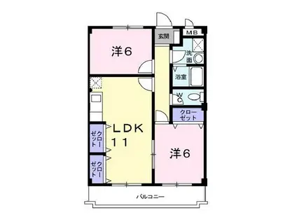 エスペランサS(2LDK/3階)の間取り写真