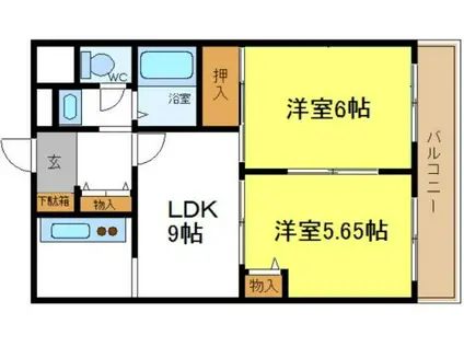 ファーストタウンパート5(2LDK/9階)の間取り写真