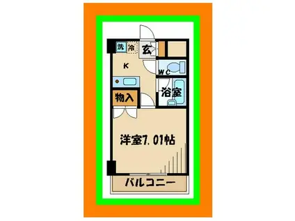 フォルスト府中(1K/3階)の間取り写真