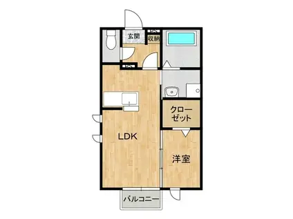 クレーブラット(1LDK/1階)の間取り写真